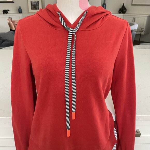 Sandwich Casual LS Cotton Hoodie w Striped Shirt Detail above Hem Rust Sz XS - Picture 3 of 11